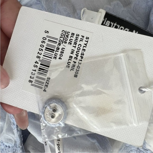 Self-Portrait Blue Ruffled One-Shoulder Blouse - Picture 14 of 15